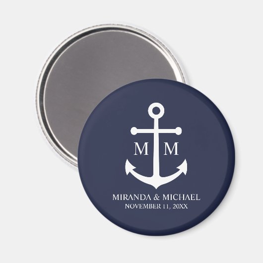 Aimant Mariage Ancre bleu marine (Recto/Verso)