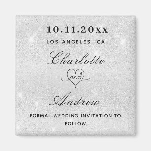 Aimant Mariage argent parties scintillant poussière éléga