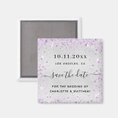Aimant Mariage argent violet parties scintillant poussièr (Recto/Verso)