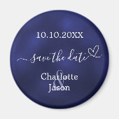 Aimant Mariage au coeur bleu marine Enregistrer l'aimant  (Devant)