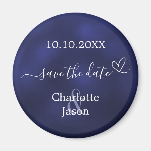 Aimant Mariage au coeur bleu marine Enregistrer l'aimant (Devant)