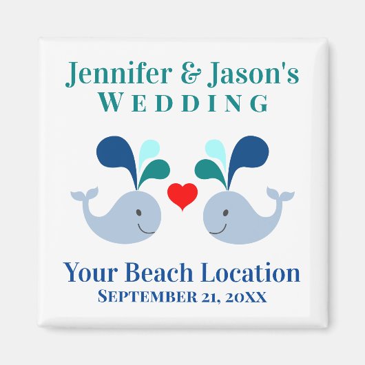 Aimant Mariage Baleine Mignonne Destination Tropicale de (Devant)