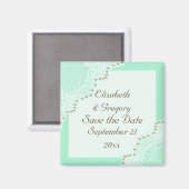 Aimant Mariage blanc dentelle avec perles mints Save the (Recto/Verso)