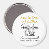 Aimant Mariage blanc d'or Enregistrer la date (Recto/Verso)