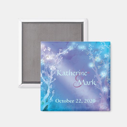 Aimant Mariage bleu chatoyant Enregistrer la date (Recto/Verso)