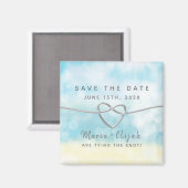 Aimant Mariage Bleu Simple Enregistrer La Date Magne Invi (Recto/Verso)