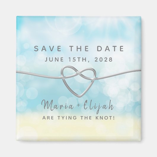 Aimant Mariage Bleu Simple Enregistrer La Date Magne Invi (Devant)