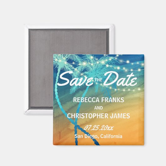 Aimant Mariage bleu Turquoise orange | Tropical Enregistr (Recto/Verso)