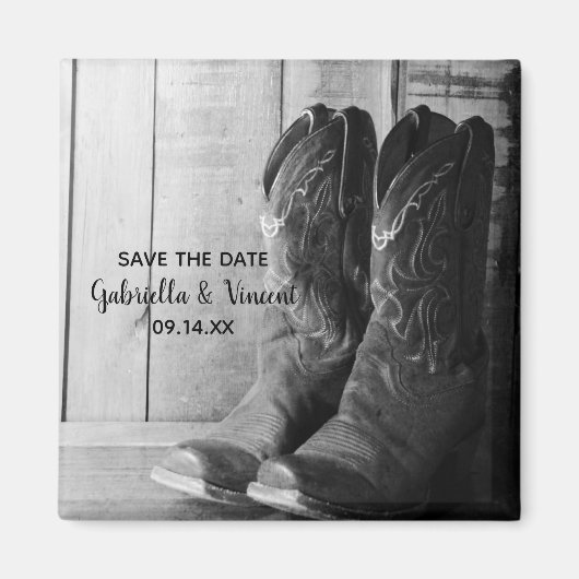 Aimant Mariage campagnard Boots Rustic Cowboy Enregistrer (Devant)
