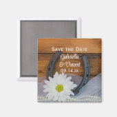Aimant Mariage campagnard Daisy et Horseshoe Enregistrer  (Recto/Verso)
