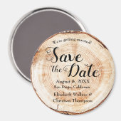 Aimant Mariage campagnard de noms de coupe en bois unique (Recto/Verso)