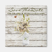 Aimant mariage campagnard fleur sauvage en bois blanc (Devant)