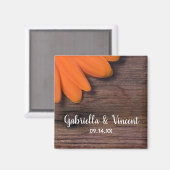 Aimant Mariage campagnard rustique en bois d'orange (Recto/Verso)