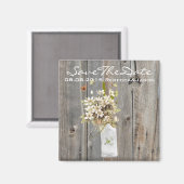 Aimant mariage campagnard rustique grange bois fleur sauv (Recto/Verso)