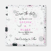 Aimant Mariage céleste noir et rose Enregistrer la date (Devant)