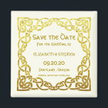 Aimant Mariage celtique Faux Gold Celtic Knot Enregistrer<br><div class="desc">Elégant Mariage celtique Faux Gold Celtic Knot Design sur l'ivoire. Il s'agit d'un modèle prêt pour vous à ajouter vos détails de mariage à. Si vous souhaitez modifier la couleur de l'arrière - plan ou la police,  cliquez sur customiser plus loin à la fin du modèle.</div>