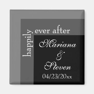 Aimant Mariage chic moderne noir et blanc