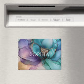 Aimant Mariage civil Fleur Violet Bleu Aqua Or (In Situ (Lave-vaisselle))