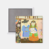 Aimant Mariage coréen traditionnel : Cadeau Mariage migno (Recto/Verso)