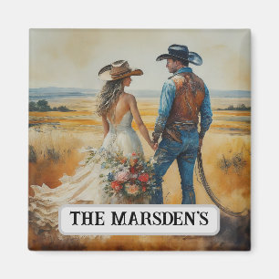 Aimant Mariage Country Western Aquarelle