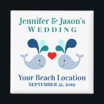 Aimant Mariage Cute Whale Tropical Beach Destination<br><div class="desc">Avez-vous un mariage tropical de destination ou peut-être vous mariez-vous à un aquarium ? Ce mignon aimant à baleines fait une faveur de mariage parfaite pour vos invités, ou juste commander quelques-uns pour souvenirs pour vous-même et votre fête de mariée! Personnalisez avec les noms, la date et l'emplacement de la...</div>
