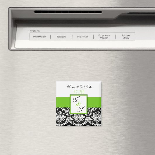 Aimant Mariage damassé Monogramme Vert (In Situ (Lave-vaisselle))