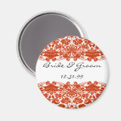 Aimant Mariage damassé rouge (Recto/Verso)