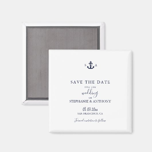Aimant Mariage d'Ancre bleu marine Monogram (Recto/Verso)