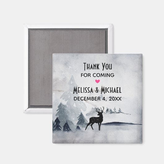 Aimant Mariage d'aquarelle gris-rustique (Recto/Verso)