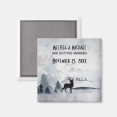 Aimant Mariage d'aquarelle gris-rustique (Recto/Verso)