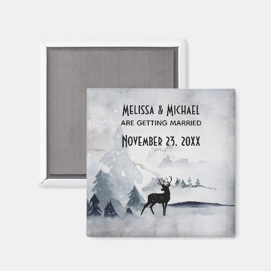 Aimant Mariage d'aquarelle gris-rustique (Recto/Verso)