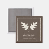 Aimant Mariage de automne Brown Enregistrer La Date Chêne (Recto/Verso)
