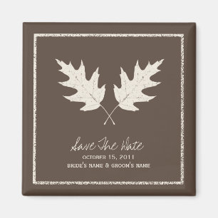 Aimant Mariage de automne Brown Enregistrer La Date Chêne