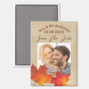 Aimant Mariage de automne D'Automne Rustique Feuille Enre