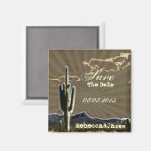 Aimant Mariage de cactus rustique de pays enregistrer la  (Recto/Verso)