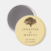 Aimant Mariage de chêne jaune enregistrer la date (Recto/Verso)