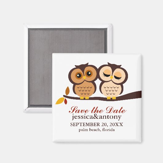 Aimant Mariage de Chouettes de Chouette (Recto/Verso)