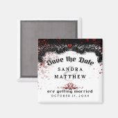 Aimant Mariage de date de sauvegarde noir blanc éclabouss (Recto/Verso)