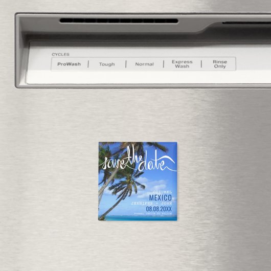 Aimant Mariage de destination plage Enregistrer la date (In Situ (Lave-vaisselle))