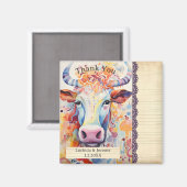 Aimant Mariage de ferme Merci de vache blanche (Recto/Verso)