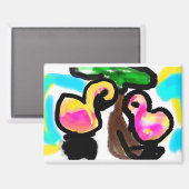 Aimant Mariage de flamants roses (Recto/Verso)