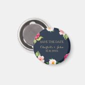 Aimant mariage de fleurs marine et or aquarelle (Recto/Verso)