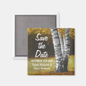 Aimant Mariage de l'arbre de bouleau sculpté d'automne En (Recto/Verso)