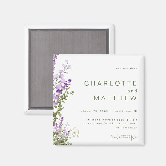 Aimant Mariage de lavande simple Enregistrer notre date (Recto/Verso)