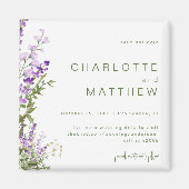 Aimant Mariage de lavande simple Enregistrer notre date (Devant)