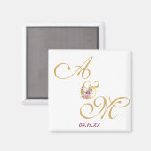 Aimant Mariage de lettre Gold MONOGRAM PERSONNALISÉ (Recto/Verso)