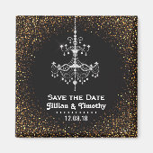 Aimant Mariage de lustre glamour Enregistrer la date Or (Devant)