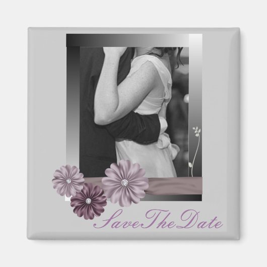 Aimant mariage de marguerite vintage violet gris (Devant)