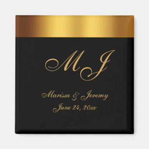 Aimant Mariage de Monogramme Bordure Noir de luxe