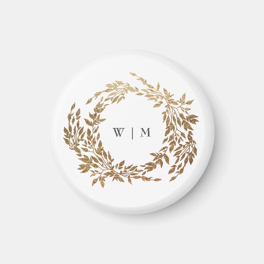 Aimant Mariage de monogramme classique de couronne d'or (Devant)